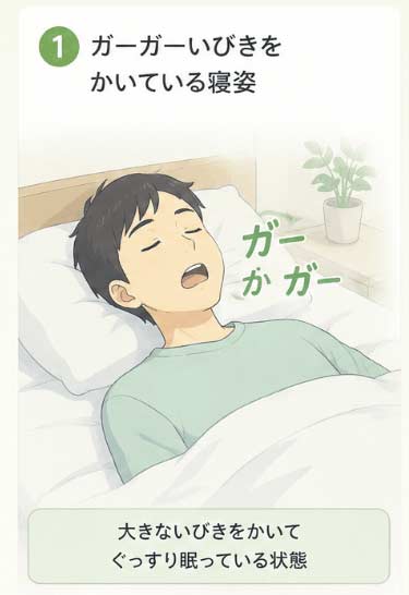 ①ガーガーいびきをかいている寝姿